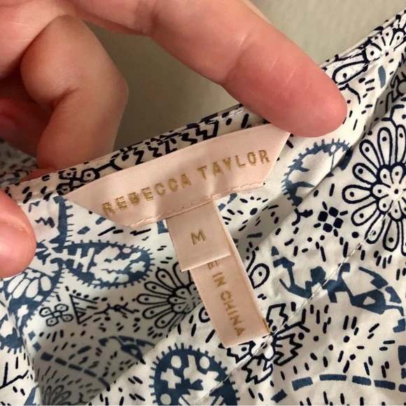 Rebecca Taylor Blue and White Cactus Fleur Tie Strap Mini Sun Dress - Picture 10 of 12